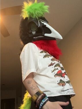 Skull crow fursuit head and tail partial